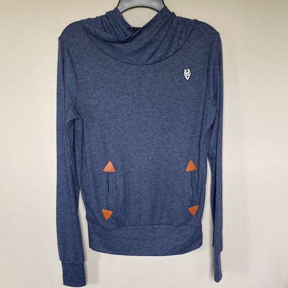 Tops - Blue Pullover Hoodie with Pockets